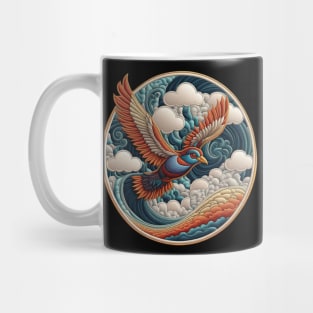 Bird in the Clouds Embroidered Patch Mug